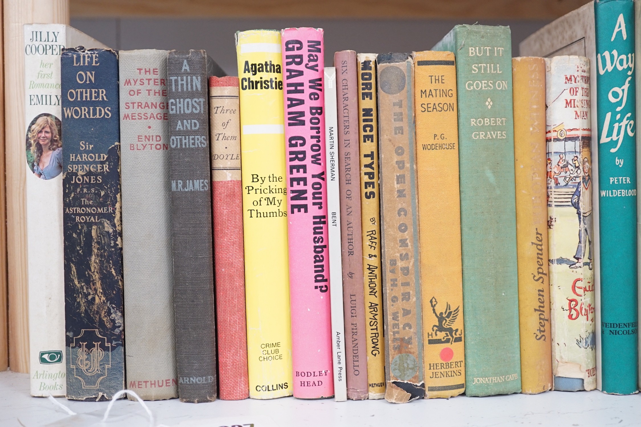 A collection of thirty one 20th century First edition works, fiction and non fiction, many in original dust jackets;, Spencer Jones, H., ‘Life on Other Worlds’, 1955, hardback; Cooper, J., ‘Her First Light-Fingered Roman